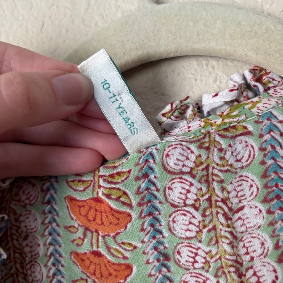 Anokhi Koki Boho Block Print Ruffle Trim Midi Wrap Dress Girls 10-11 Yrs - Picture 5 of 15